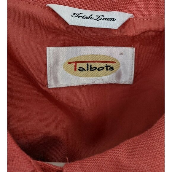 Talbots Irish Linen Blazer Shirt Jacket Coral Pink Button Front Women's - Picture 7 of 12